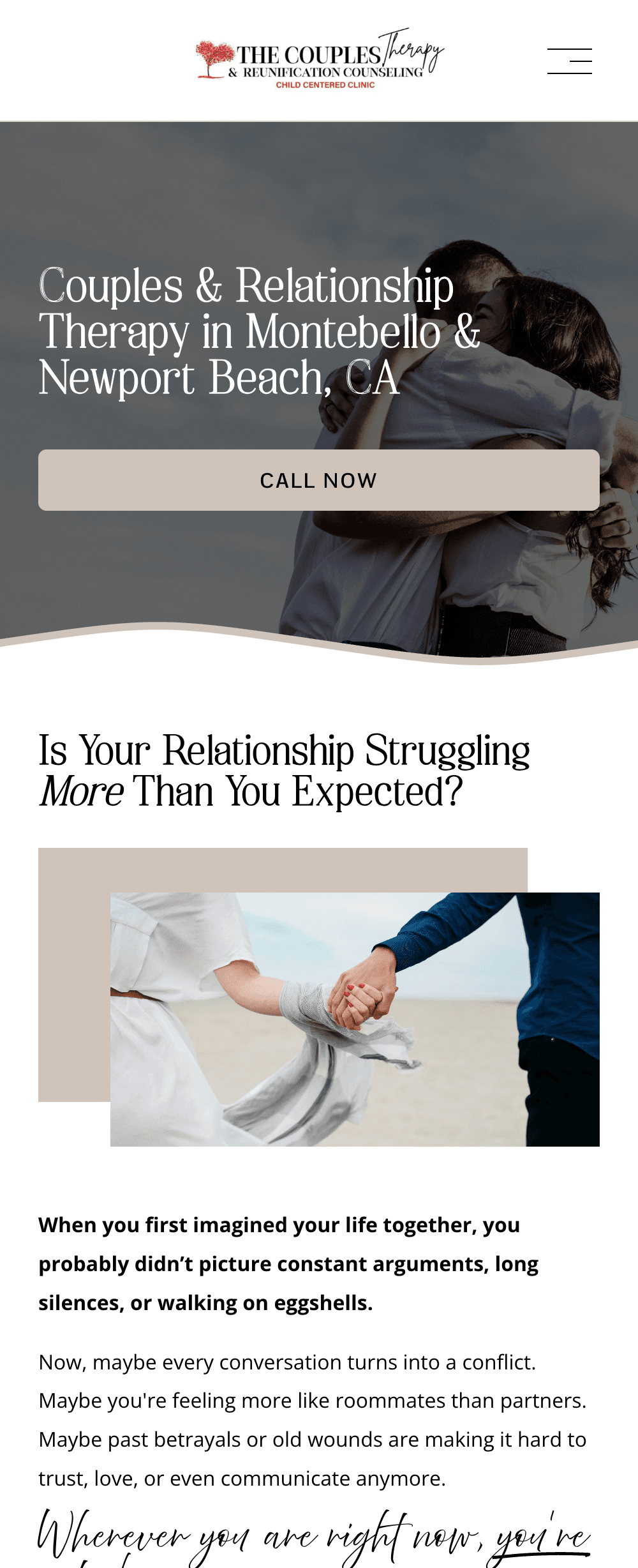 The Couples Therapy and Reunification Counseling Inc. couples and relationship therapy page after the redesign