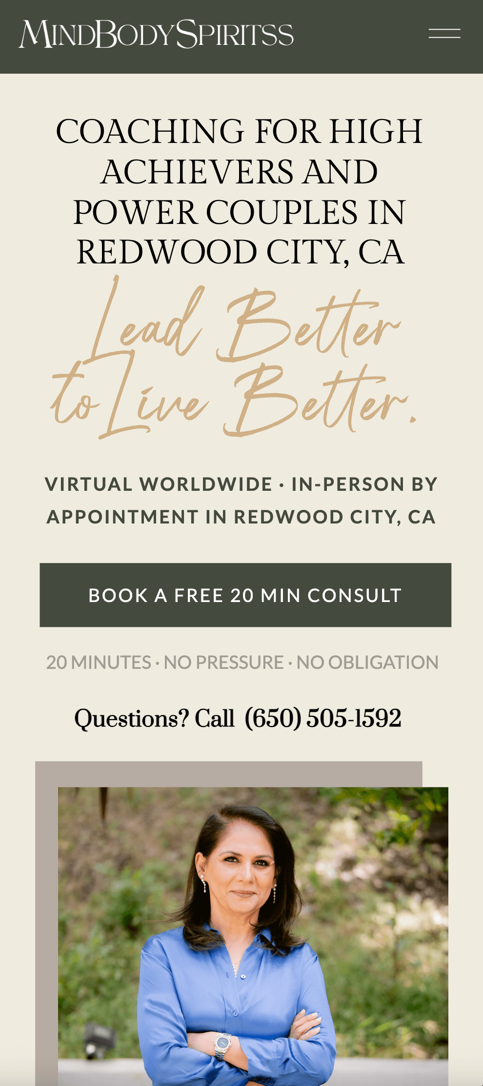 MindBodySpiritss homepage on mobile